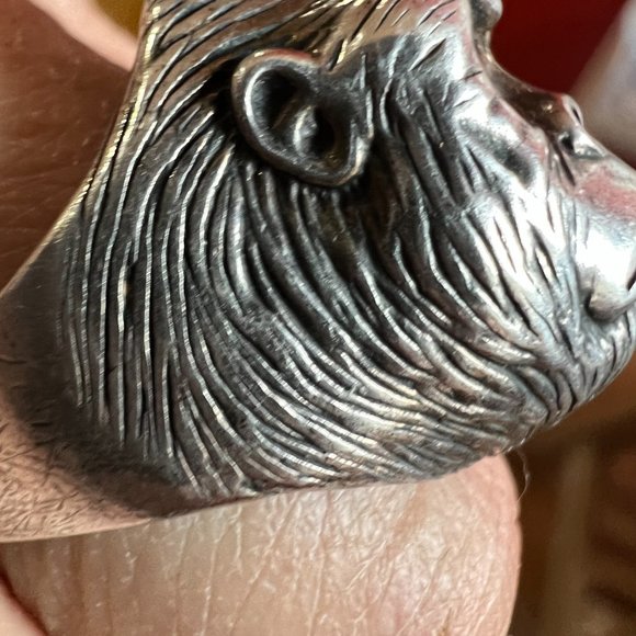 Silver Gorilla Head Men's Ring - size 13 - Picture 2 of 3